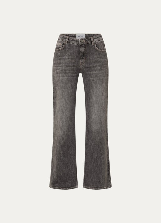 Rosner Studio Audrey mid waist straight leg jeans met gekleurde wassing - voorkant middengrijs
