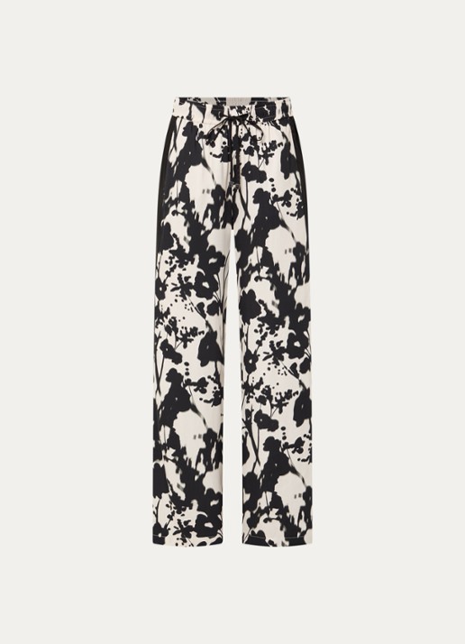 Rosner Studio High waist loose fit broek met print - voorkant vanillegeel