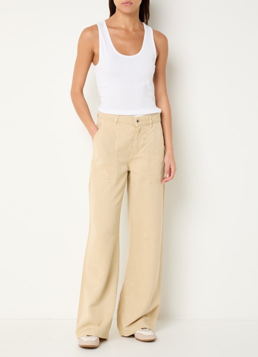 Rosner Studio High waist loose fit broek met steekzakken    - voorkant 4 zand