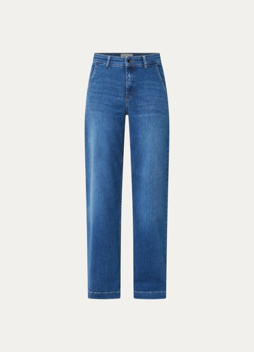 Rosner Studio High waist loose fit jeans met steekzakken - voorkant indigo