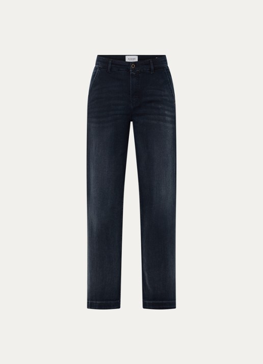 Rosner Studio High waist loose fit jeans met steekzakken - voorkant donkerblauw