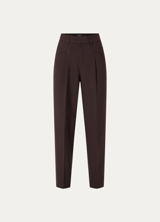 Rosner Studio High waist slim fit pantalon met steekzakken - voorkant 3 donkerbruin