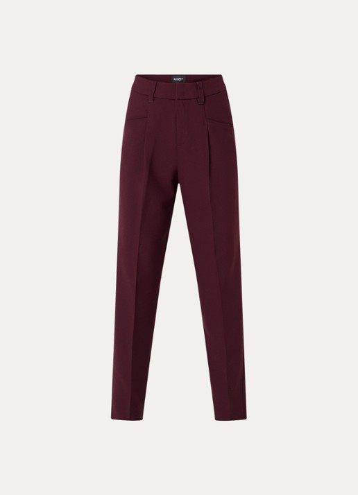 Rosner Studio High waist slim fit pantalon met steekzakken - voorkant 3 aubergine