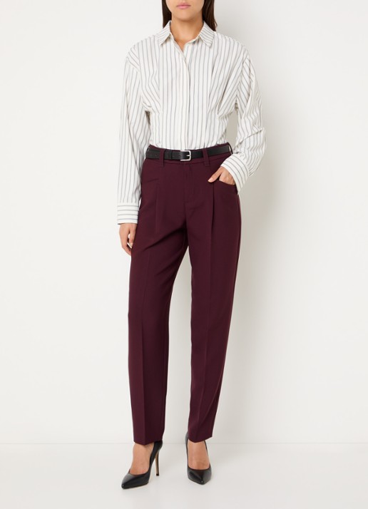 Rosner Studio High waist slim fit pantalon met steekzakken - voorkant 4 aubergine