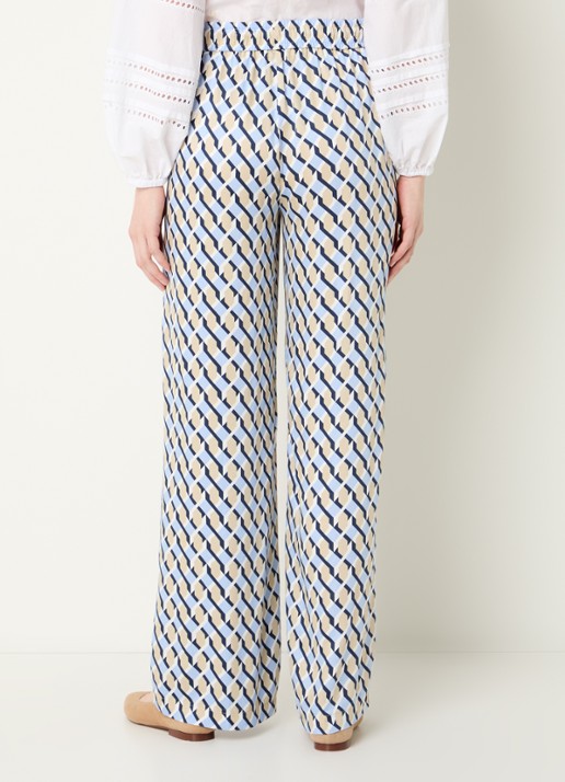 Rosner Studio High waist straight fit broek met print - achterkant 4 blauw
