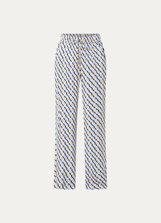 Rosner Studio High waist straight fit broek met print - voorkant 2 blauw
