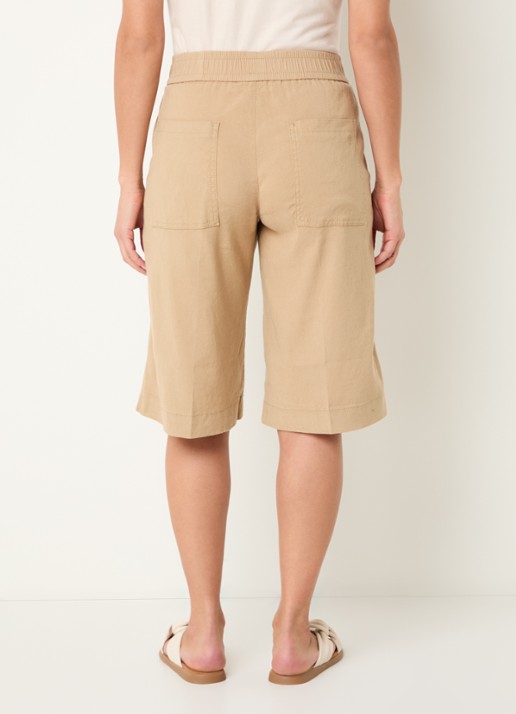 Rosner Studio High waist straight fit korte broek in linnenblend - achterkant camel