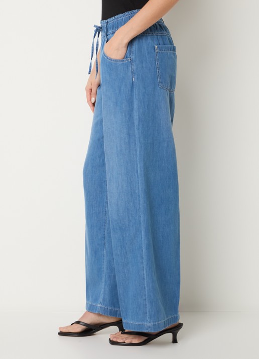 Rosner Studio High waist straight leg fit boek van chambray - detail 4 donkerblauw