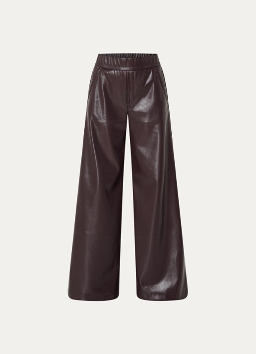 Rosner Studio High waist wide fit pantalon van imitatieleer - voorkant 3 aubergine