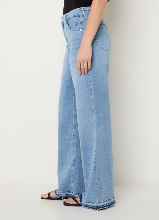 Rosner Studio High waist wide leg jeans met lichte wassing - detail 2 indigo