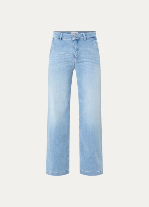 Rosner Studio High waist wide leg jeans met lichte wassing - voorkant 2 indigo