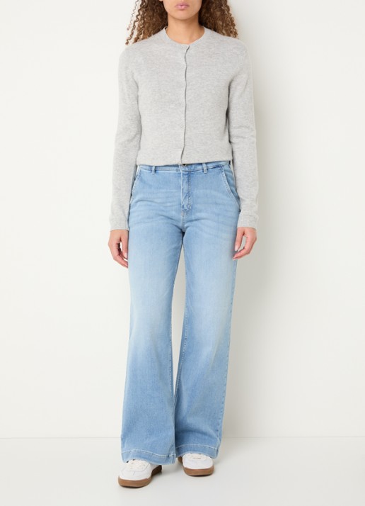 Rosner Studio High waist wide leg jeans met lichte wassing - voorkant 3 indigo