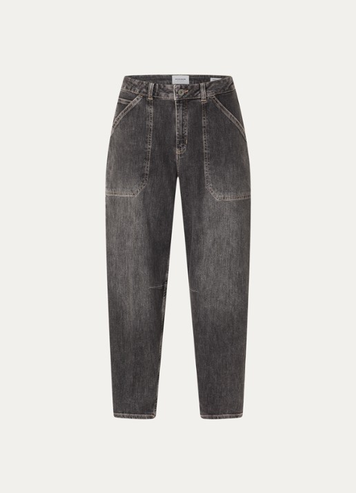 Rosner Studio Mara high waist cropped tapered jeans met medium wassing - voorkant middengrijs