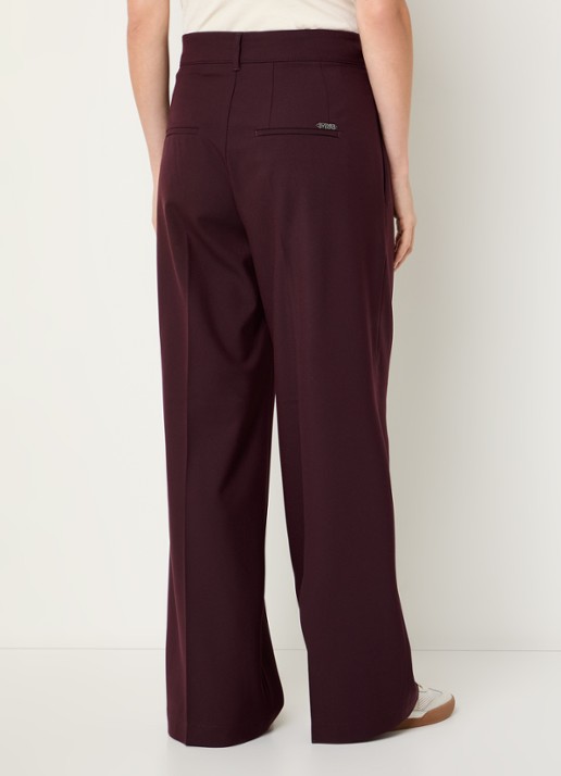Rosner Studio Mara high waist loose fit pantalon met gemêleerd dessin - achterkant 2 aubergine