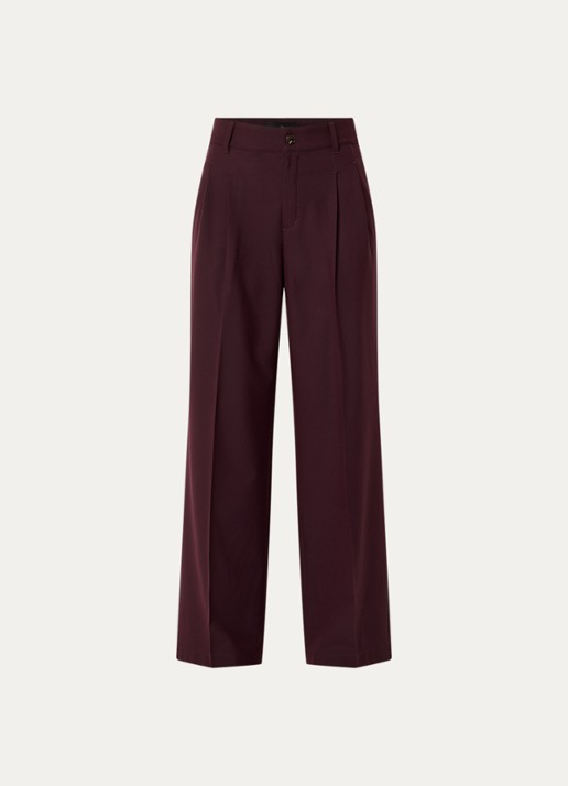 Rosner Studio Mara high waist loose fit pantalon met gemêleerd dessin - voorkant 3 aubergine