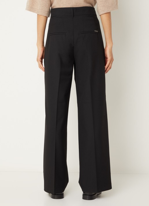 Rosner Studio Mara high waist loose fit pantalon met gemêleerd dessin - achterkant 2 zwart