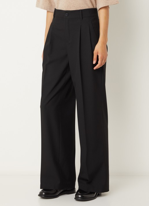 Rosner Studio Mara high waist loose fit pantalon met gemêleerd dessin - detail zwart