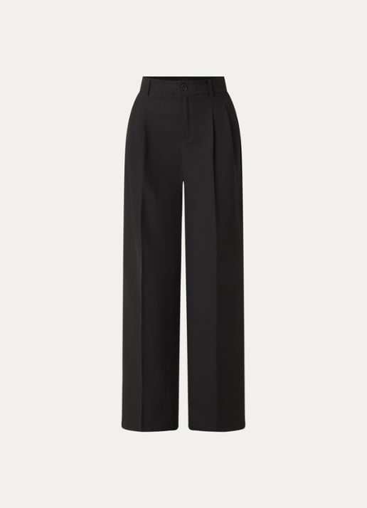 Rosner Studio Mara high waist loose fit pantalon met gemêleerd dessin - voorkant 3 zwart
