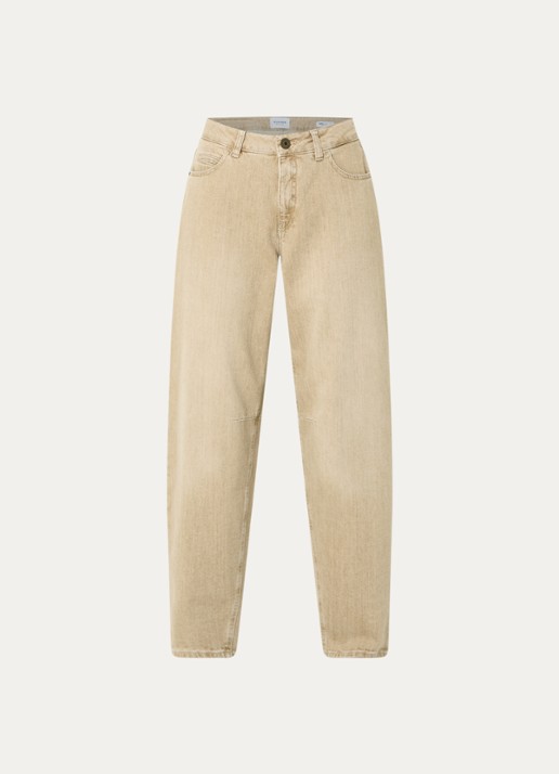 Rosner Studio Mara high waist tapered fit jeans met gekleurde wassing - voorkant 4 beige