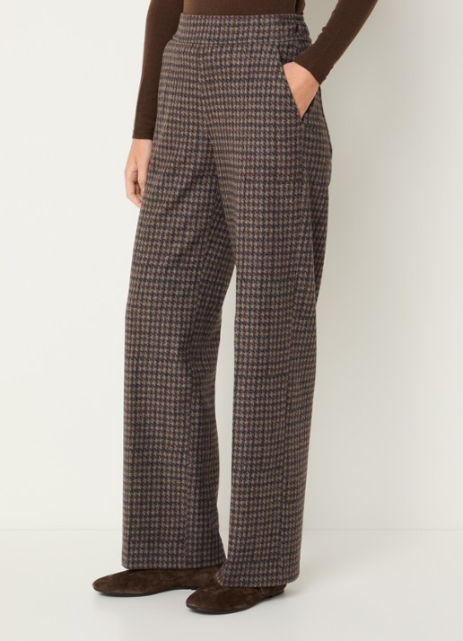 Rosner Studio Mara high waist tapered fit pantalon met pied-de-poule dessin