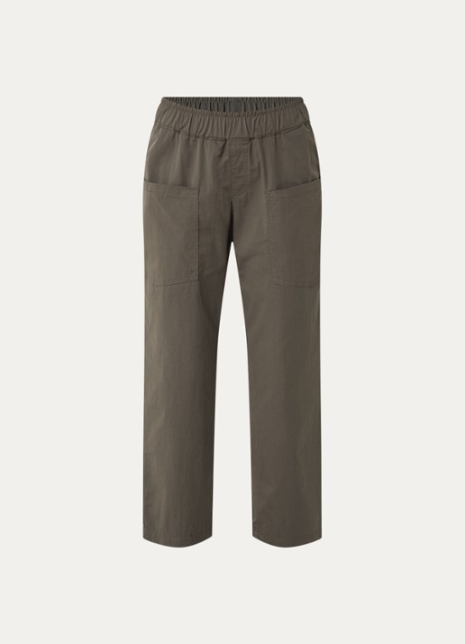 Rosner Studio Mara mid waist straight fit broek met opgestikte zakken - voorkant 2 bronsgroen