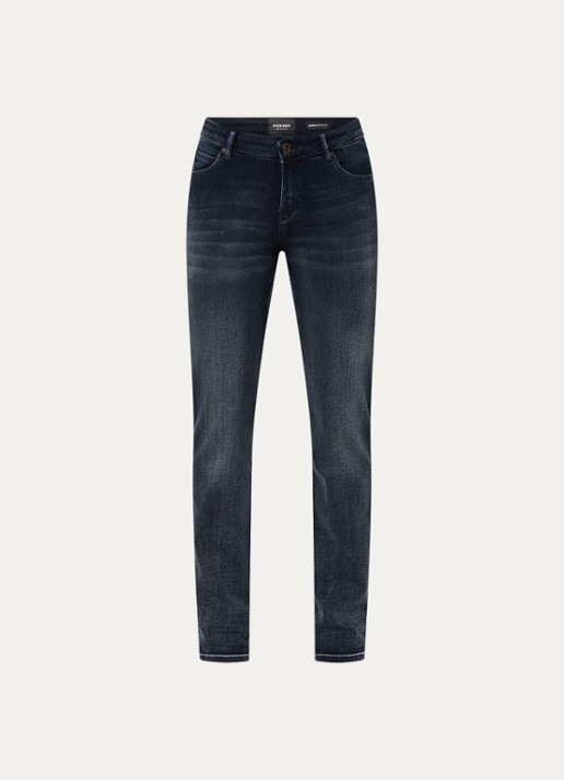 Rosner Studio Masha mid waist slim fit jeans met steekzakken - voorkant donkerblauw