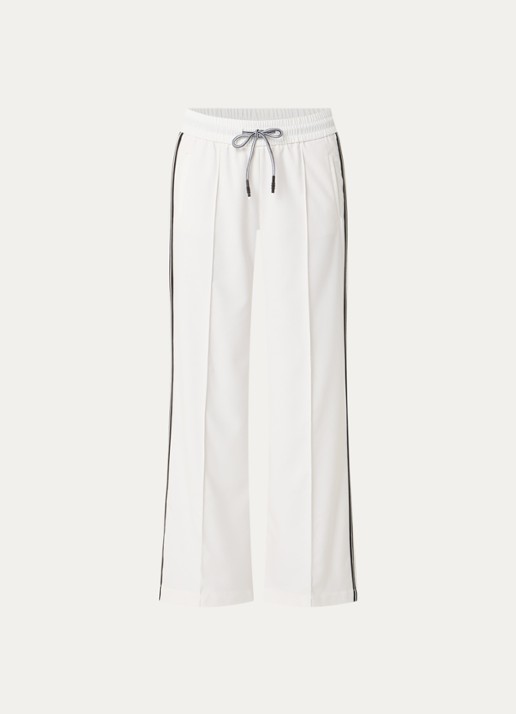 Rosner Studio Mid waist flared fit trackpants met paspelzakken - voorkant gebroken wit
