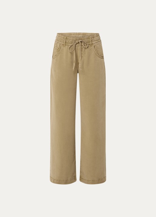 Rosner Studio Mid waist straight fit broek met steekzakken - voorkant 3 khaki