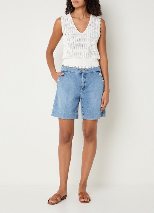 Rosner Studio Mid waist straight fit korte broek van denim - voorkant 3 blauw
