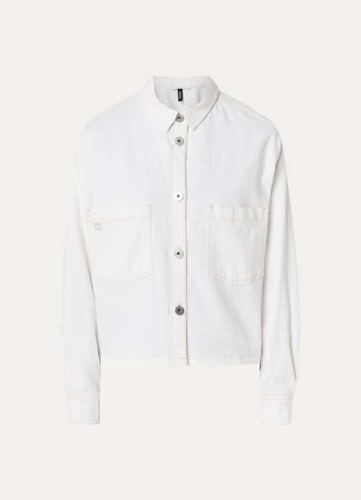 Rosner Studio Overshirt van chambray met borstzakken - voorkant 3 gebroken wit