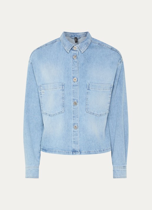 Rosner Studio Overshirt van chambray met borstzakken - voorkant 3 indigo