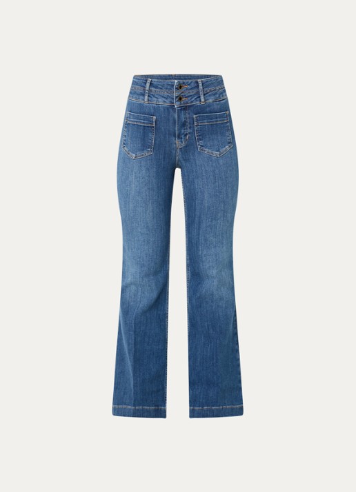 Rosner Studio Rosner high waist flared jeans met medium wassing - voorkant 2 indigo