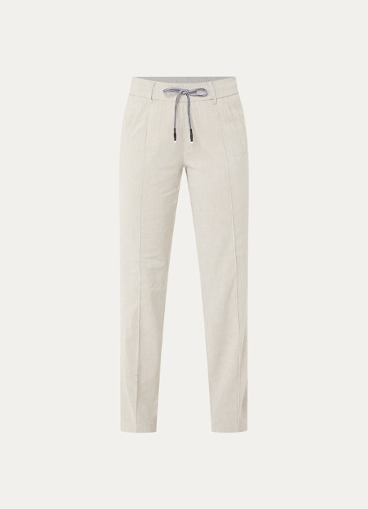 Rosner Studio Rosner high waist slim fit pantalon in linnenblend - voorkant beige