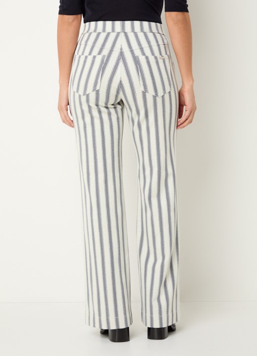 Rosner Studio Rosner high waist straight fit pantalon met streepprint - achterkant 4 donkerblauw