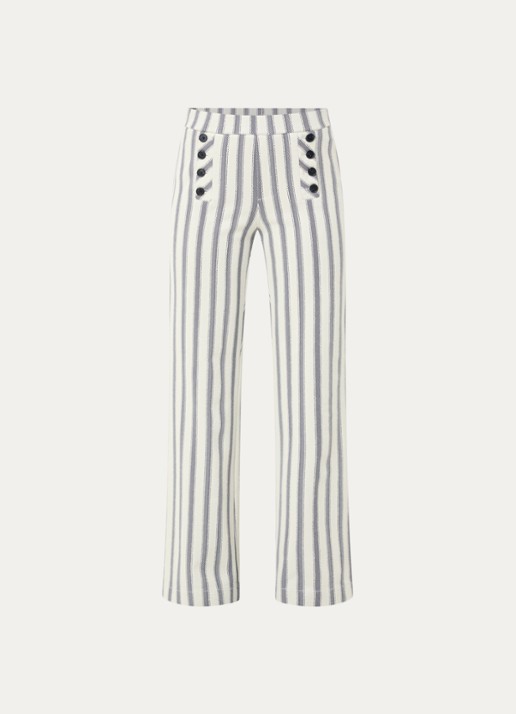 Rosner Studio Rosner high waist straight fit pantalon met streepprint - voorkant 2 donkerblauw
