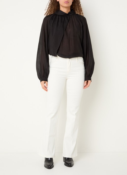 Rosner Studio Rosner mid waist flared jeans met lichte wassing - voorkant 2 wit