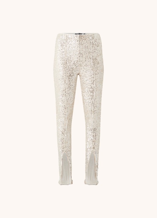 ROTATE Alicia high waist legging met pailletten en splitten - voorkant 2 zilver