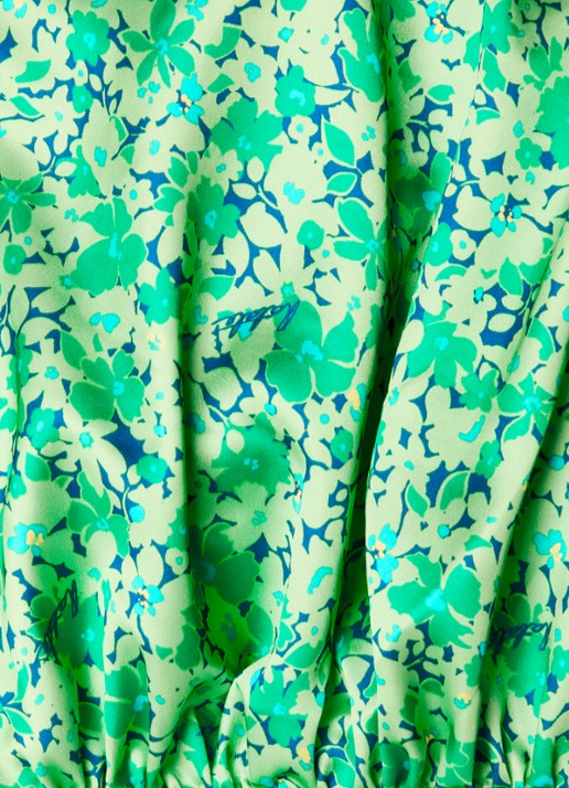 ROTATE Crop top van satijn met rugdecolleté en pofmouw - detail 2 groen