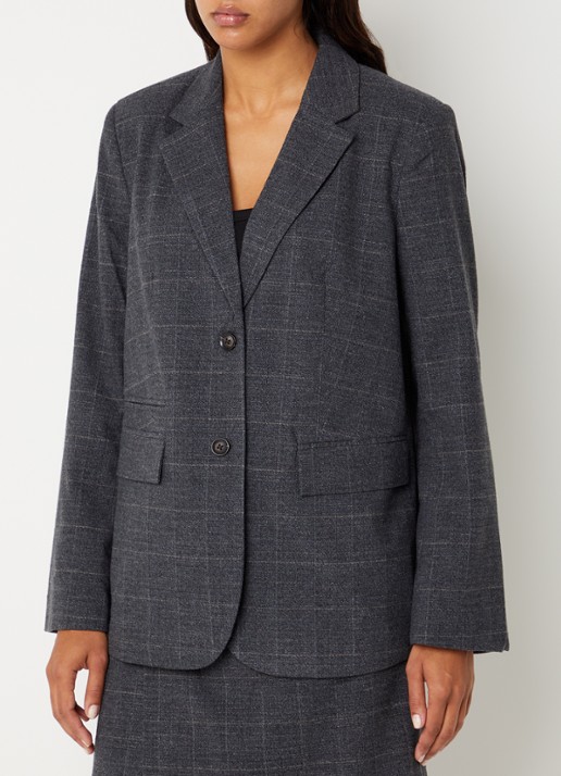 ROUGE EDIT Cara blazer met ruitdessin en opgestikte zakken