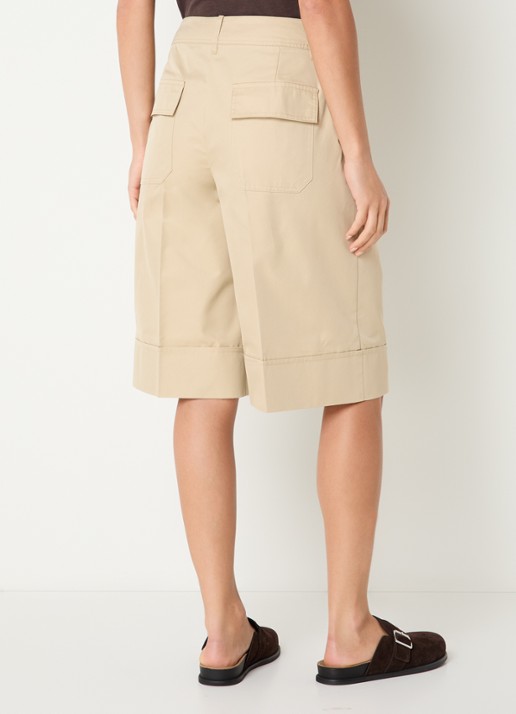 ROUGE EDIT Francie high waist wide fit culotte met steekzakken - achterkant 4 beige