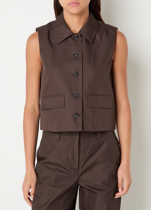 ROUGE EDIT Fransiska gilet van canvas met klepzakken