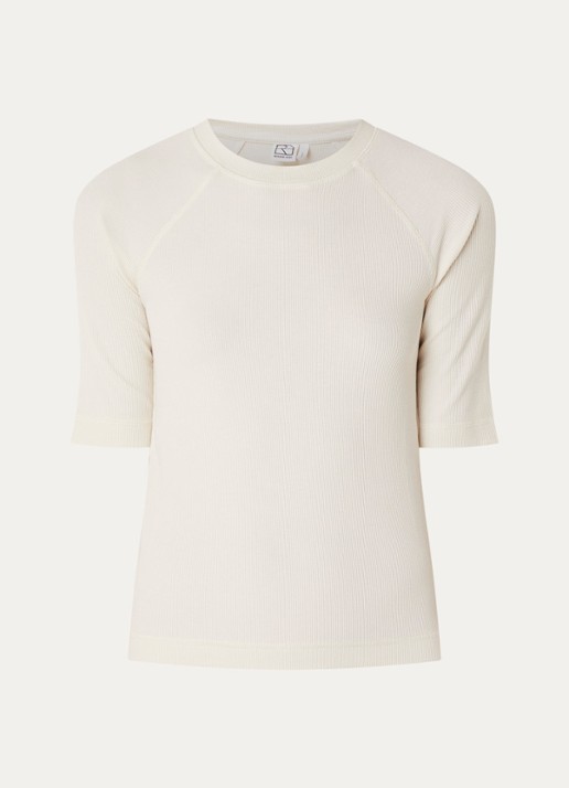 ROUGE EDIT Helena Mae top met ribstructuur - voorkant 3 creme