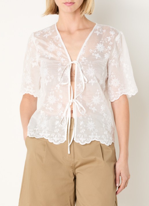 ROUGE EDIT Kaia semi-transparante top met borduring
