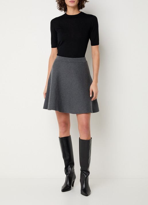 ROUGE EDIT Leah mini rok in wolblend - voorkant 3 grijs
