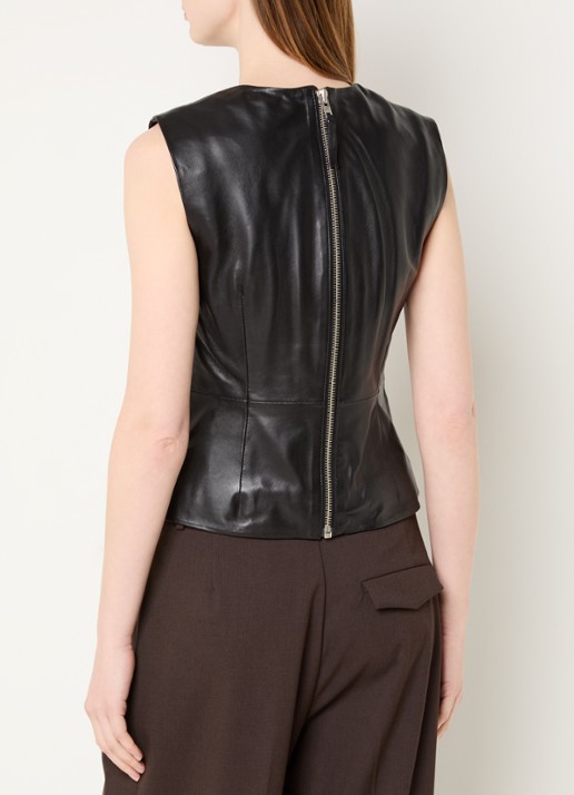 ROUGE EDIT Lini top van leer - achterkant zwart