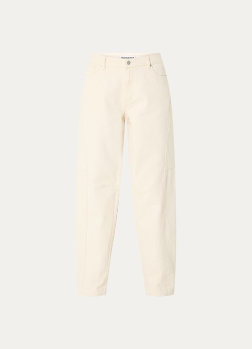 ROUGE EDIT Mae high waist loose fit jeans met gekleurde wassing - voorkant beige