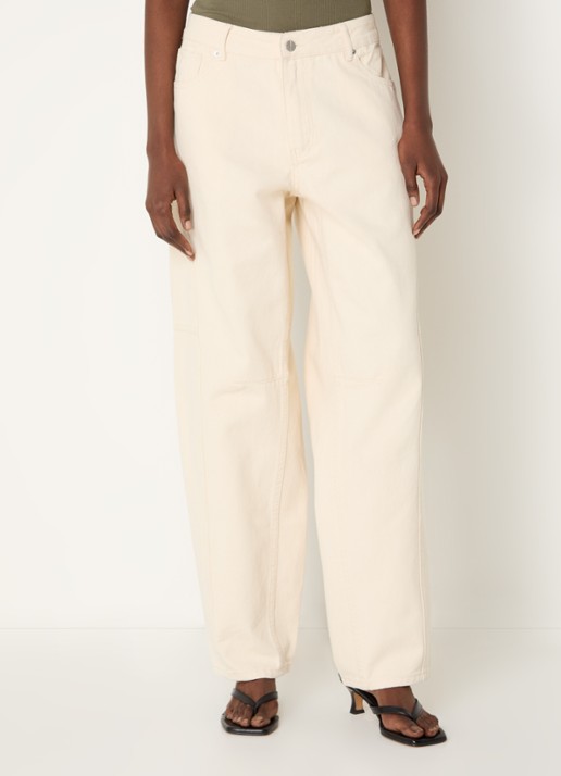 ROUGE EDIT Mae high waist loose fit jeans met gekleurde wassing - detail 8 beige