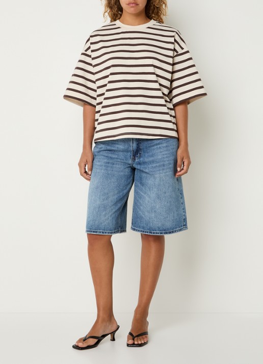 ROUGE EDIT Nanna T-shirt met ronde hals - voorkant 3 gebroken wit