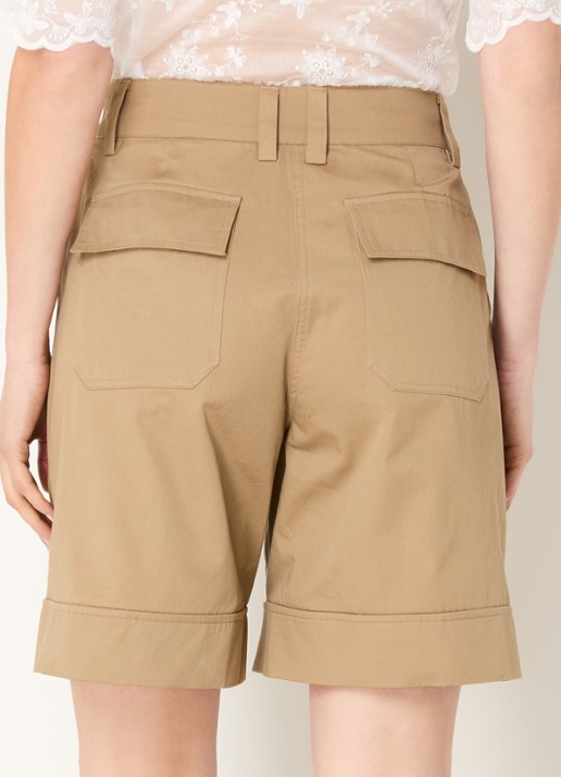 ROUGE EDIT Petra high waist wide fit korte broek - achterkant 3 camel