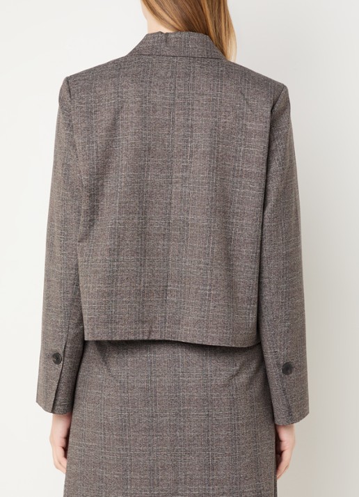 ROUGE EDIT Roubrent blazer met gemêleerd dessin en klepzakken - achterkant 2 bruin